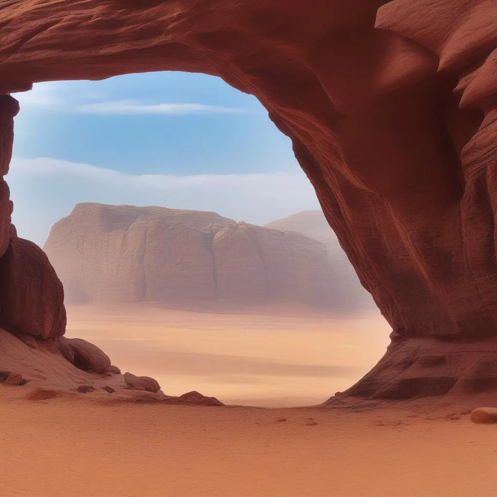 Vast landscape of Wadi Rum desert in Jordan