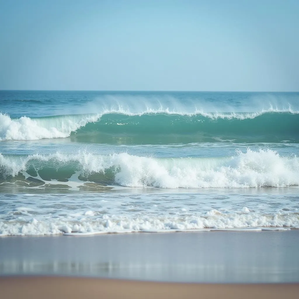 Wave breaking on the shore