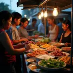 Street food vendor selling unusual dishes in Saigon