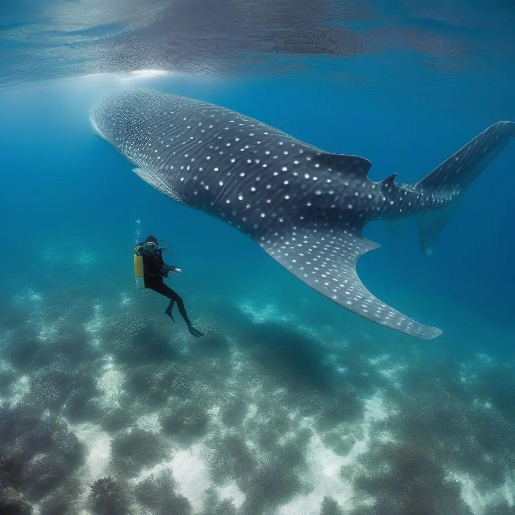 Whale shark swimming in Oslob, Cebu