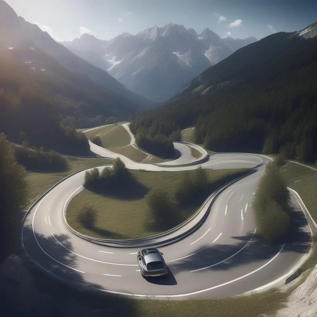 Winding Road in the Alps