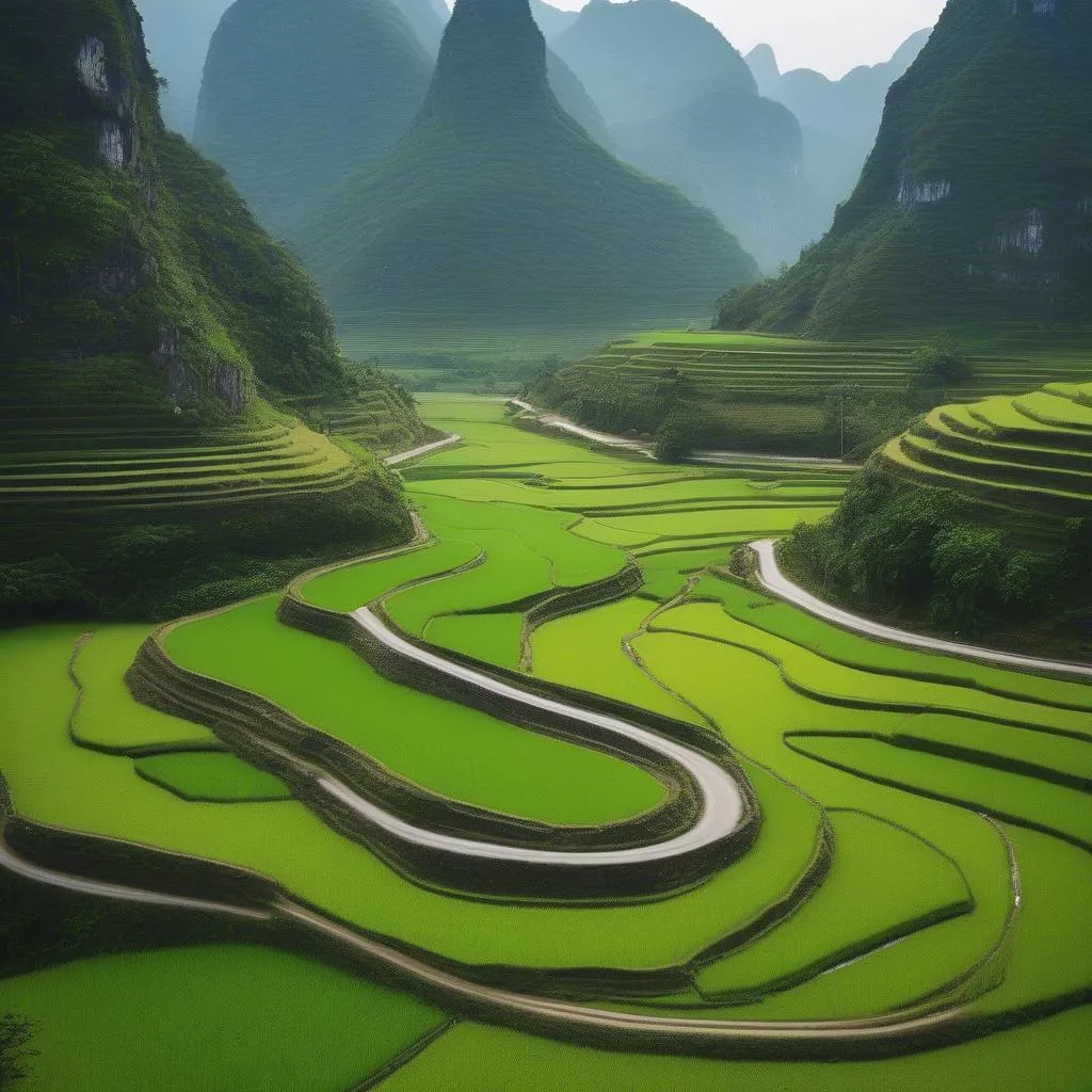 Scenic Winding Road in Ninh Binh