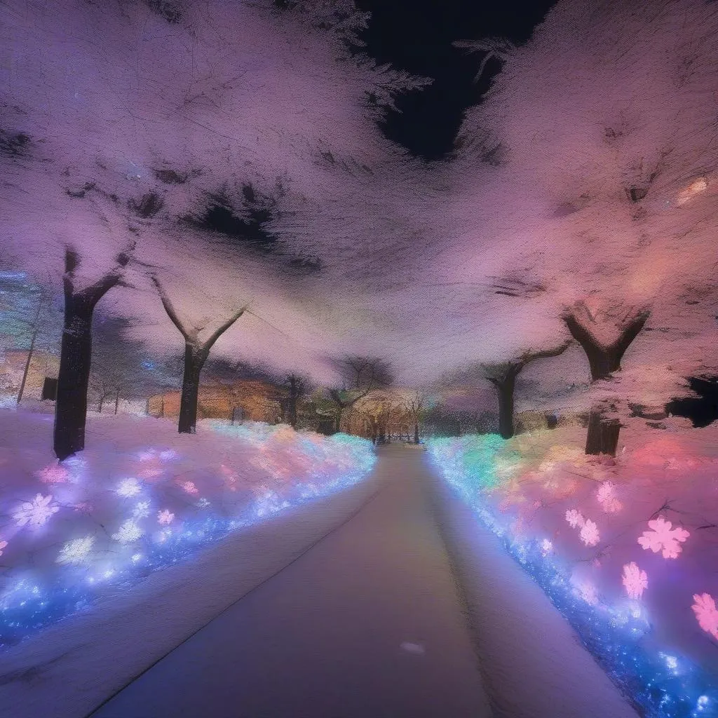 Winter illumination show in Japan