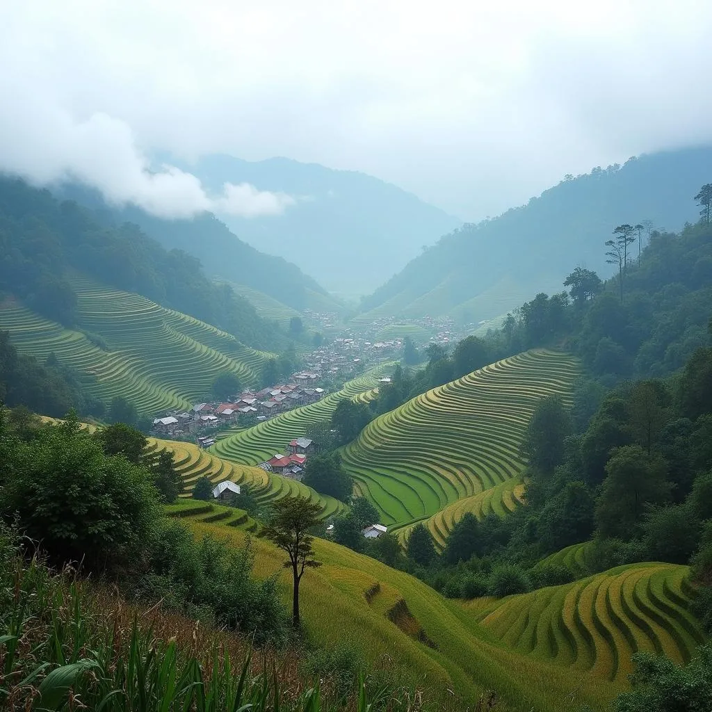 Winter landscape of Sapa Valley, Vietnam