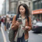 Woman Checking Map on Phone