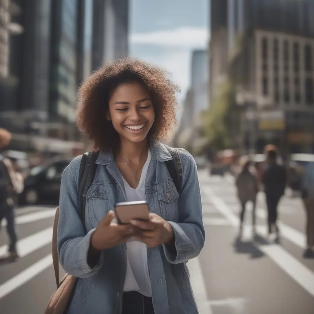 Woman Checking Map on Phone