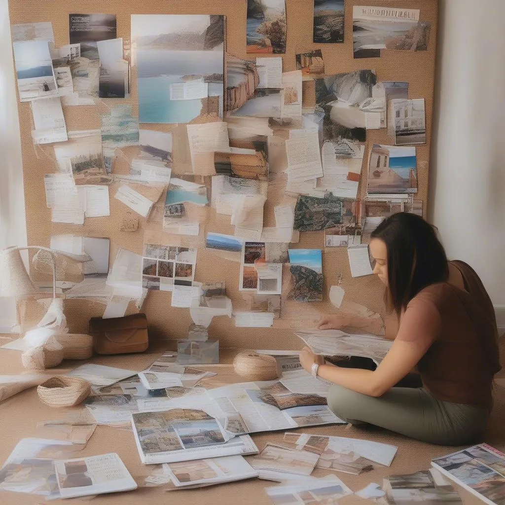 Woman Creating Travel Vision Board