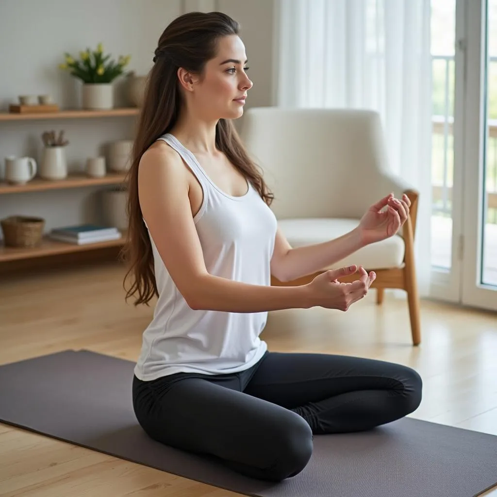 Woman practicing Kegel exercises