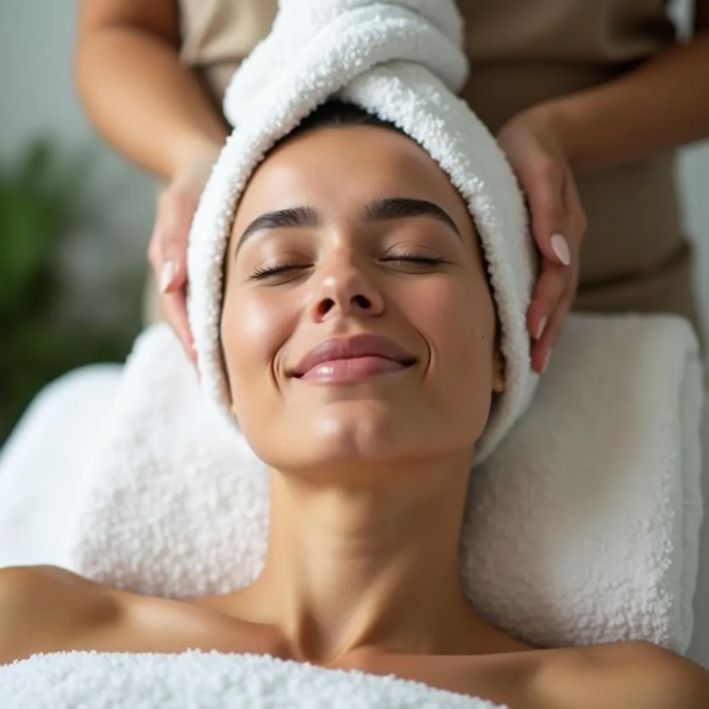 Woman Enjoying Facial Steaming