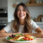 Woman Enjoying a Nutritious Meal