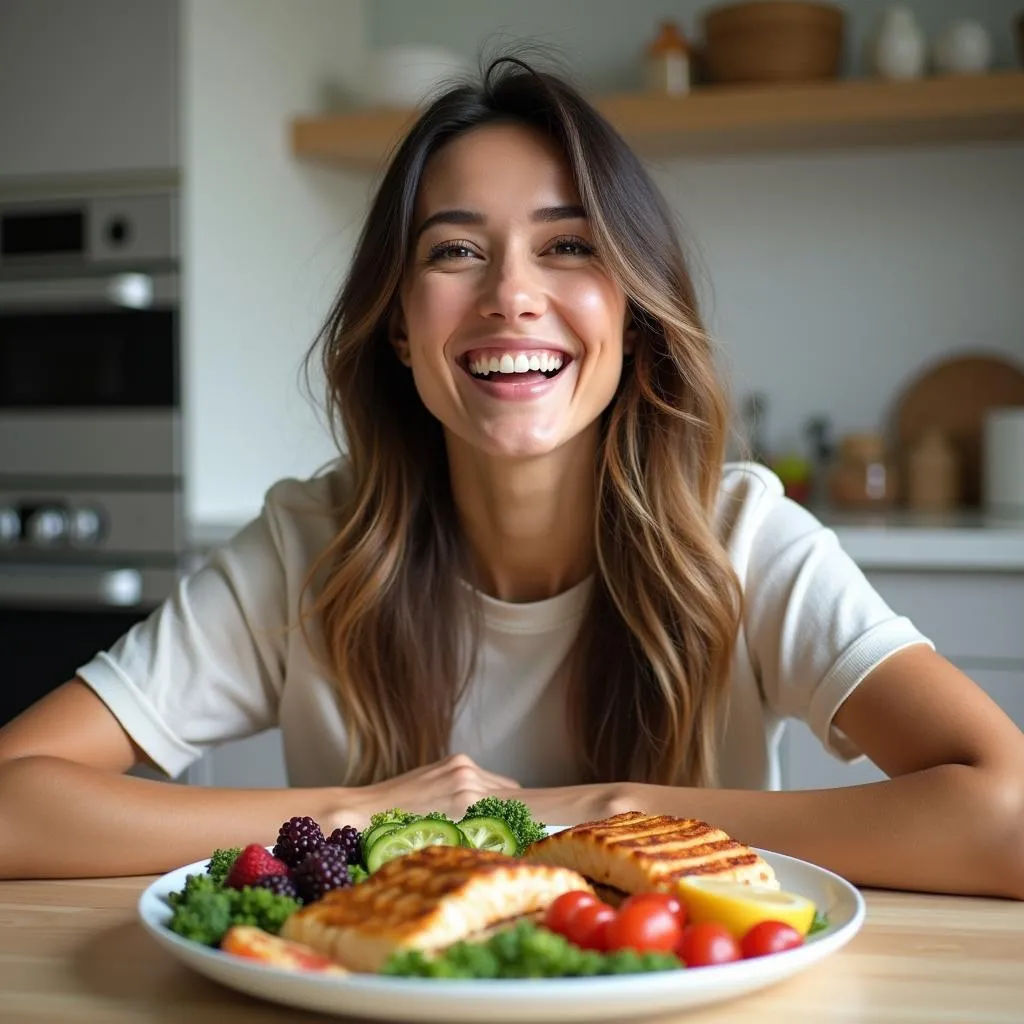 Woman Enjoying a Nutritious Meal