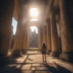 Woman Exploring Ancient Ruins