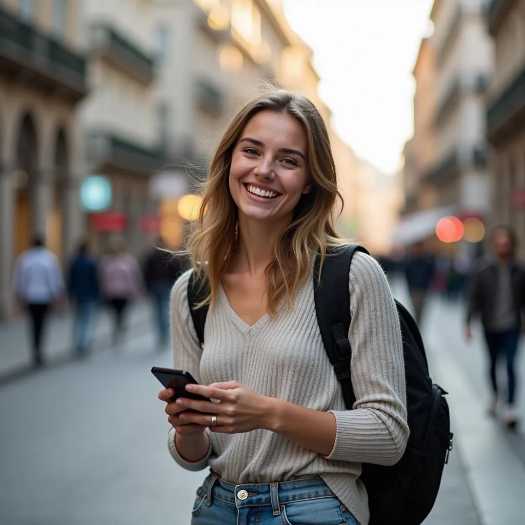 Woman Exploring a New City