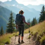 Woman hiking on a mountain trail