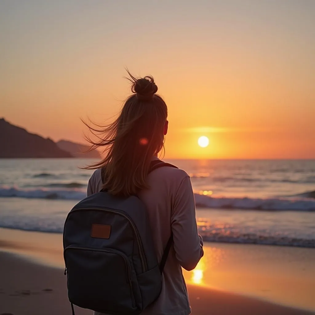 Woman Enjoying Sunset View