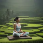 Woman meditating at a yoga retreat in Bali