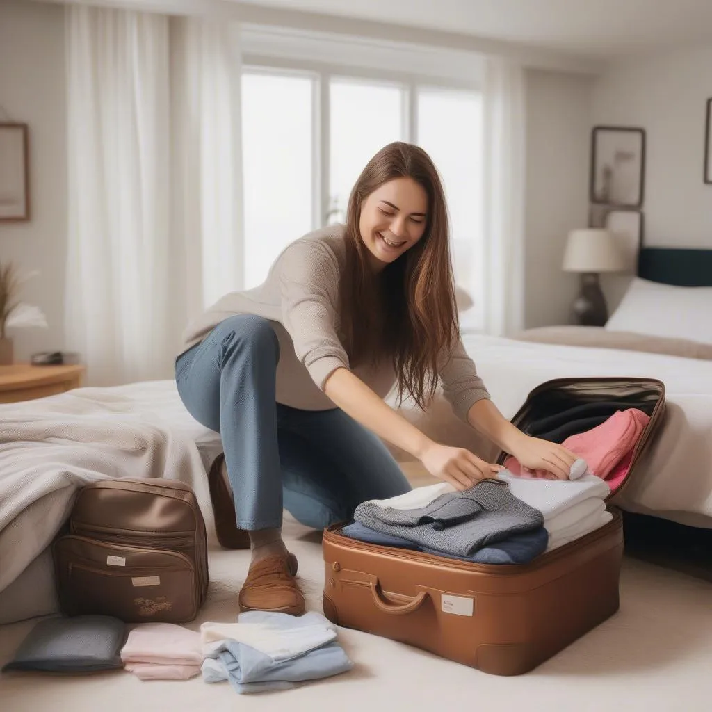 Woman Packing Suitcase