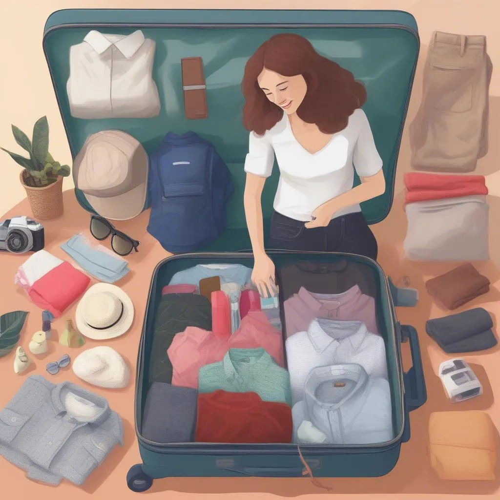 Woman packing suitcase for a trip