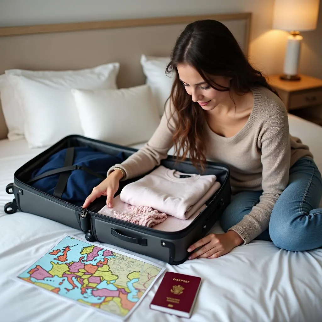 Woman Packing Suitcase for a Trip