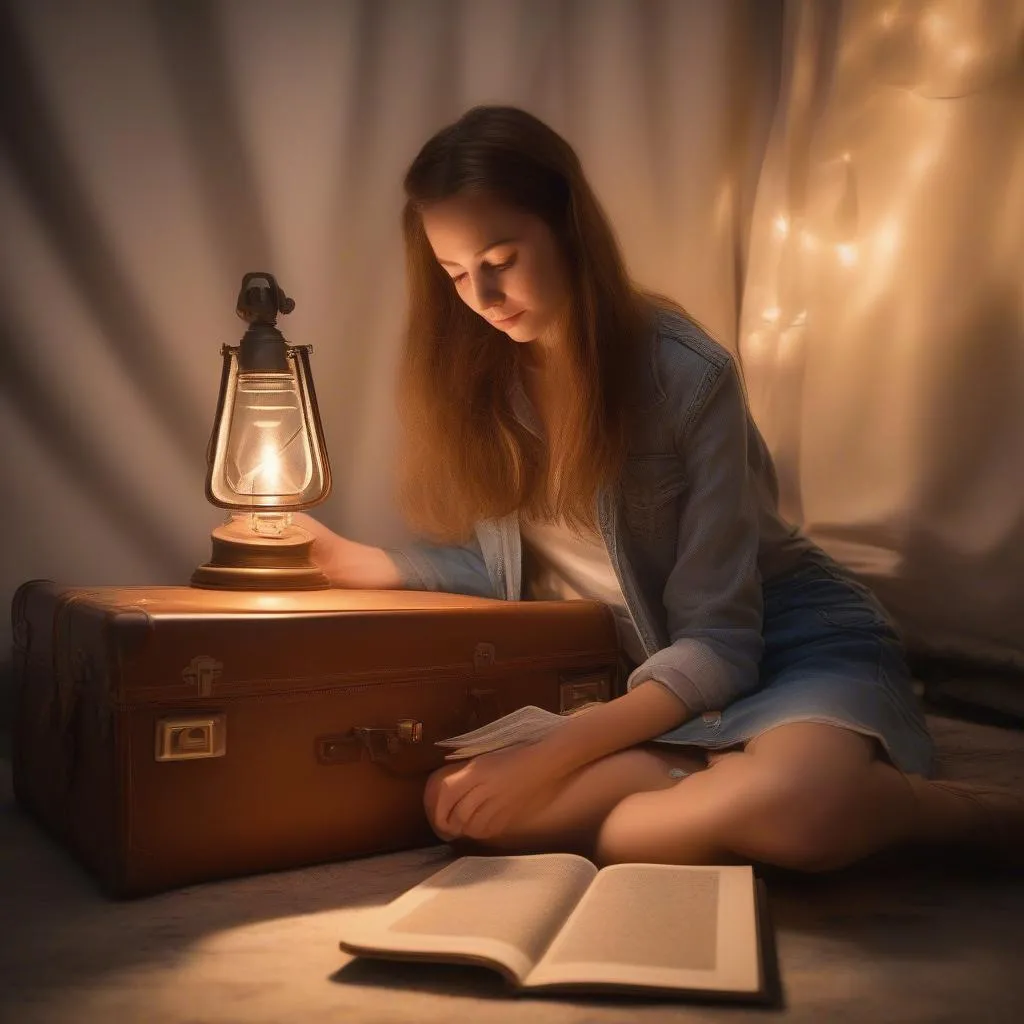 Woman reading a travel book