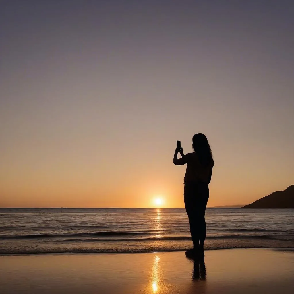 Woman capturing a travel memory