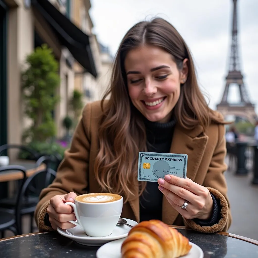 Using Amex card at a Parisian cafe