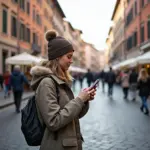 woman using phone to navigate