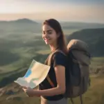 Woman exploring with map