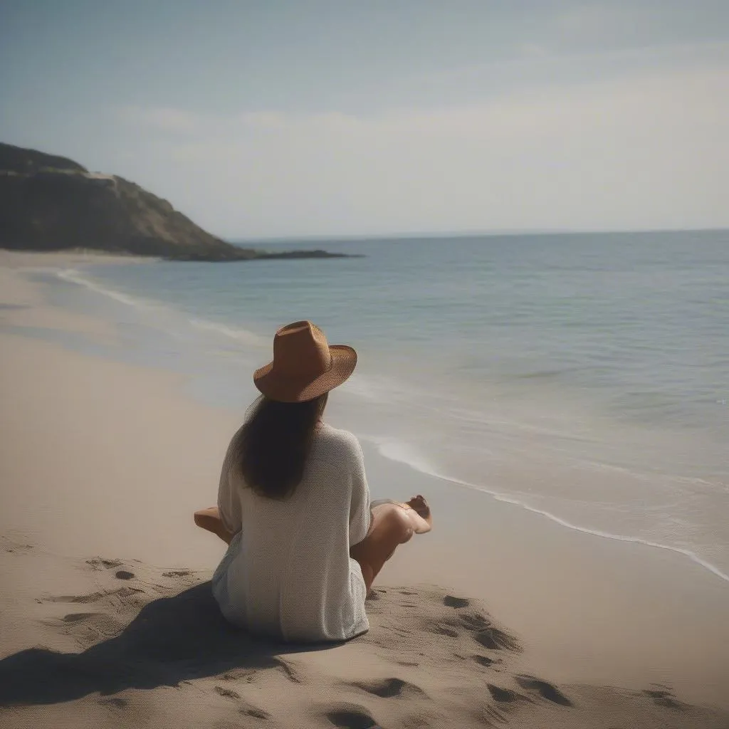 woman relaxing on beach