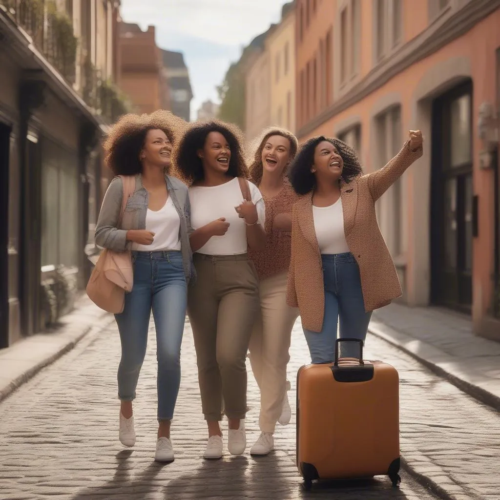 Group of women traveling together