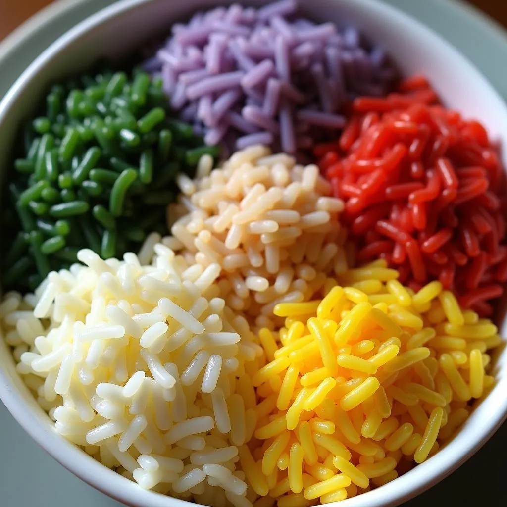 Xoi Ngu Sac Five Colored Sticky Rice Vietnam