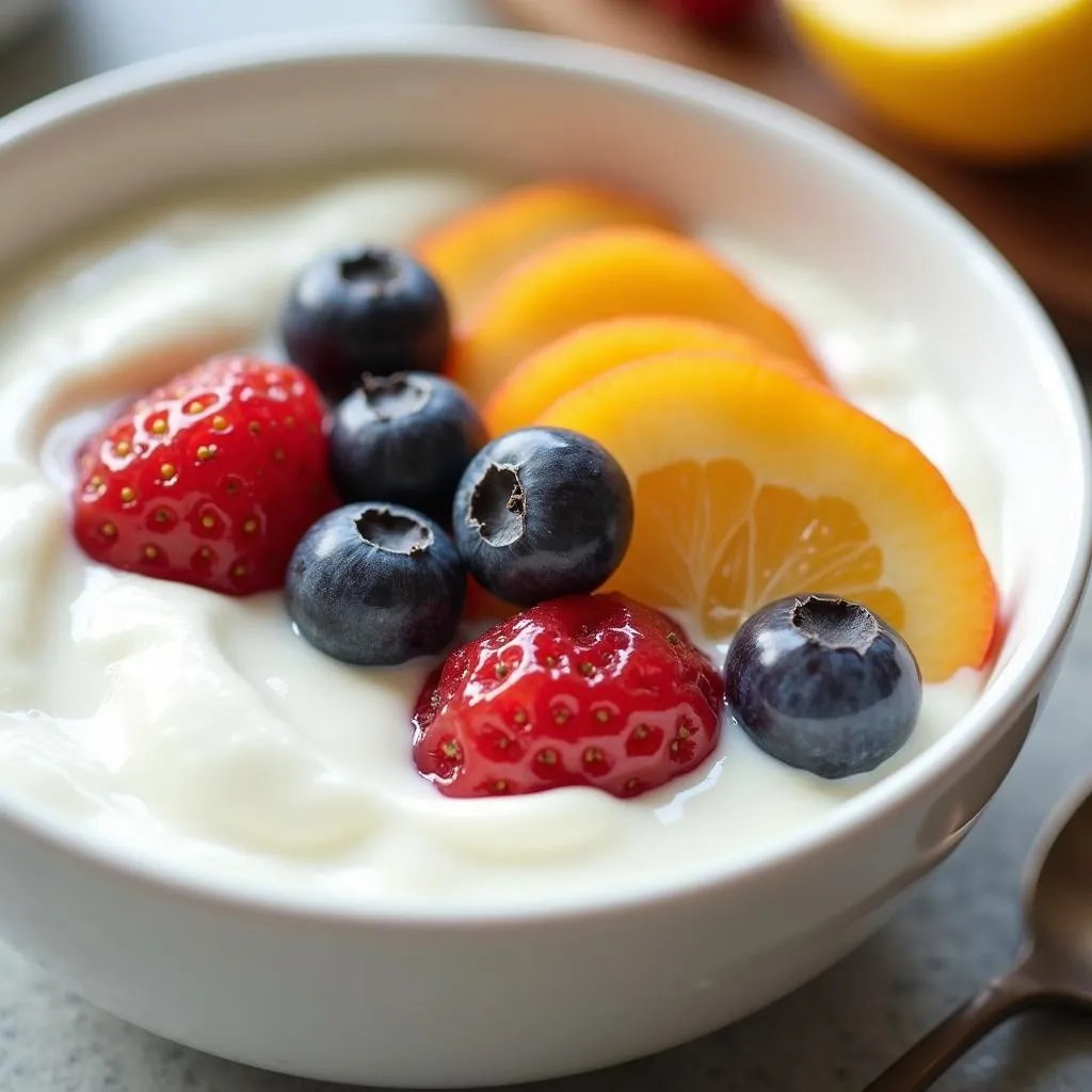 A bowl of yogurt with probiotics