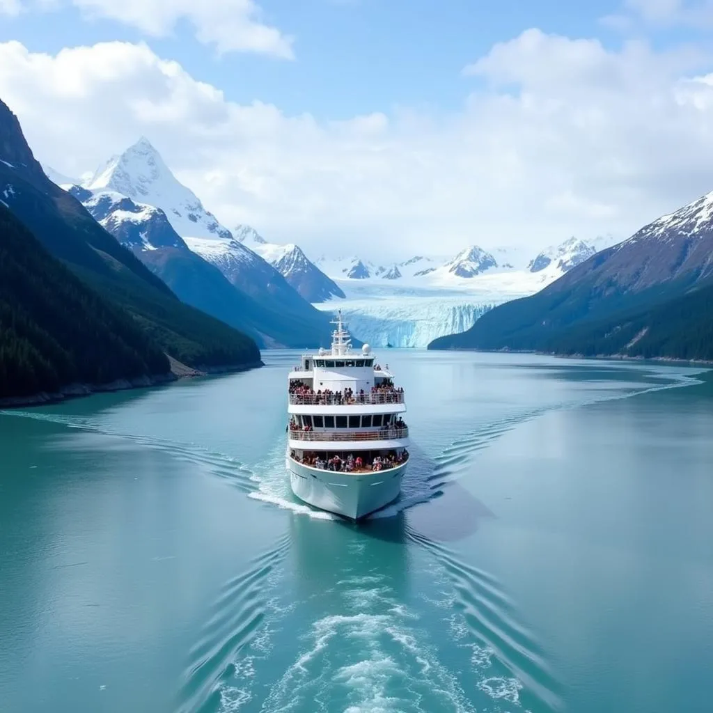 Alaska cruise ship sailing through Glacier Bay National Park