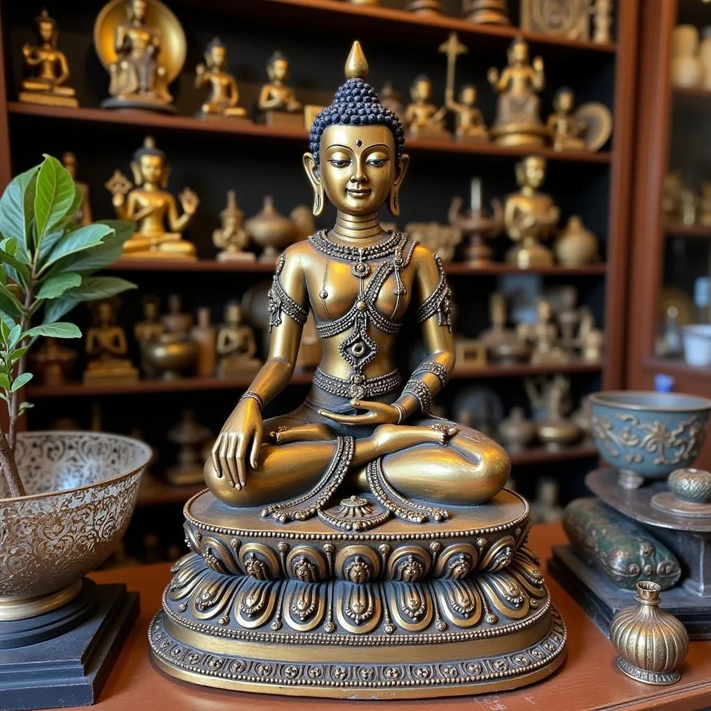 Antique bronze Buddha statue in Hanoi