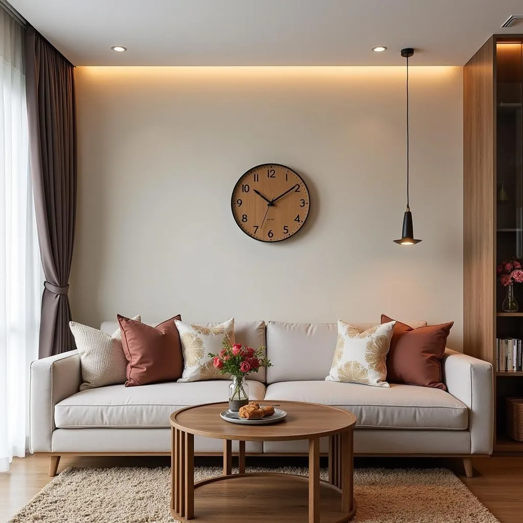 Auspicious Wall Clock Placement in a Living Room