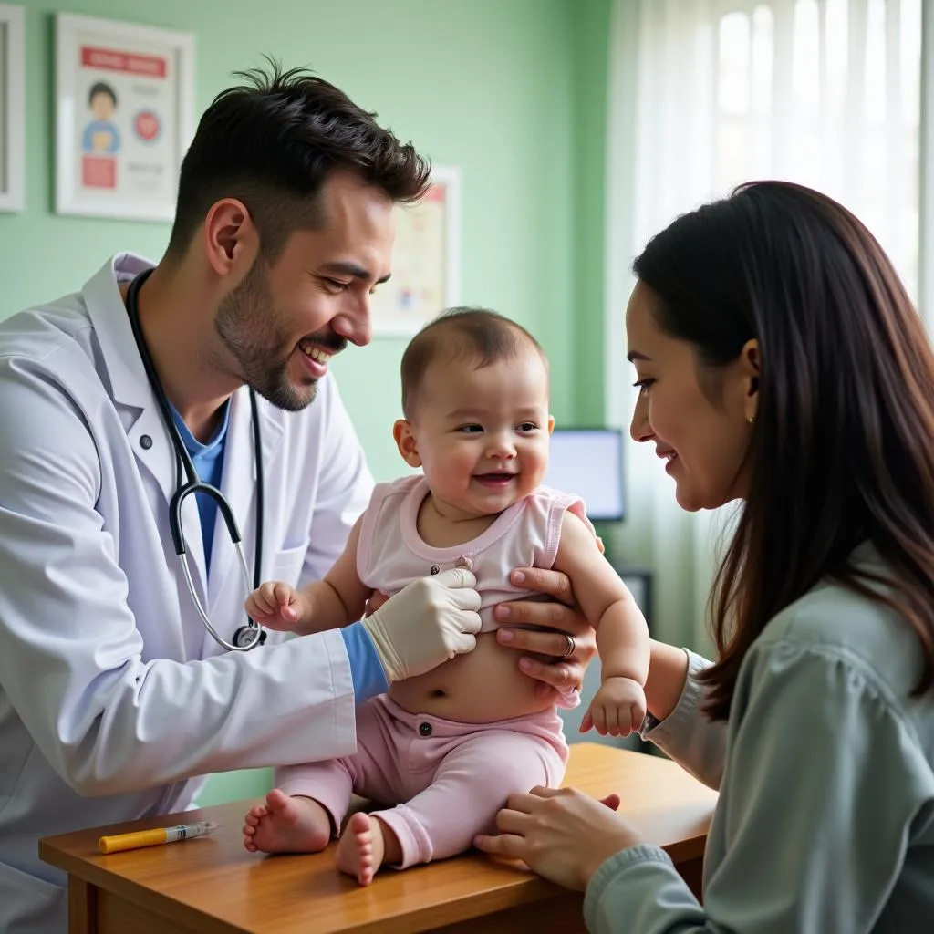 Baby Getting Vaccinated in a Hanoi Clinic