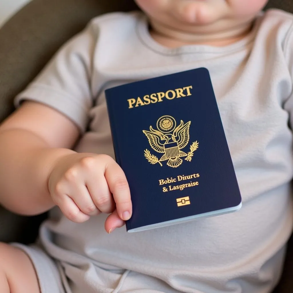 Baby holding a passport