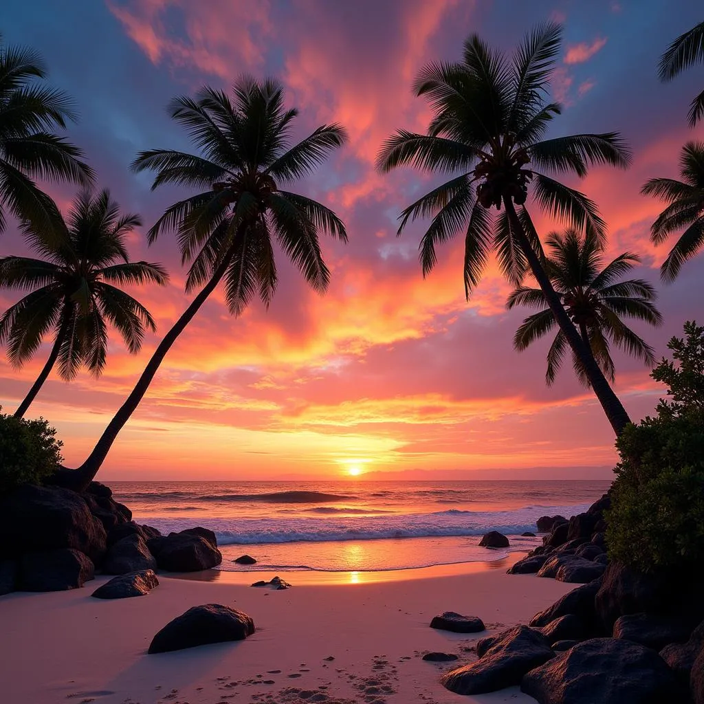 Bali Tropical Beach at Sunset