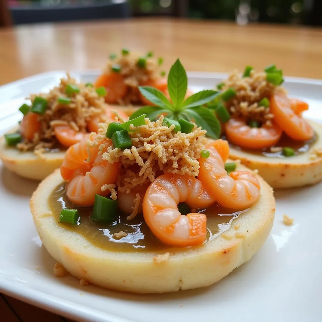 Steamed rice cakes with toppings in Binh Duong