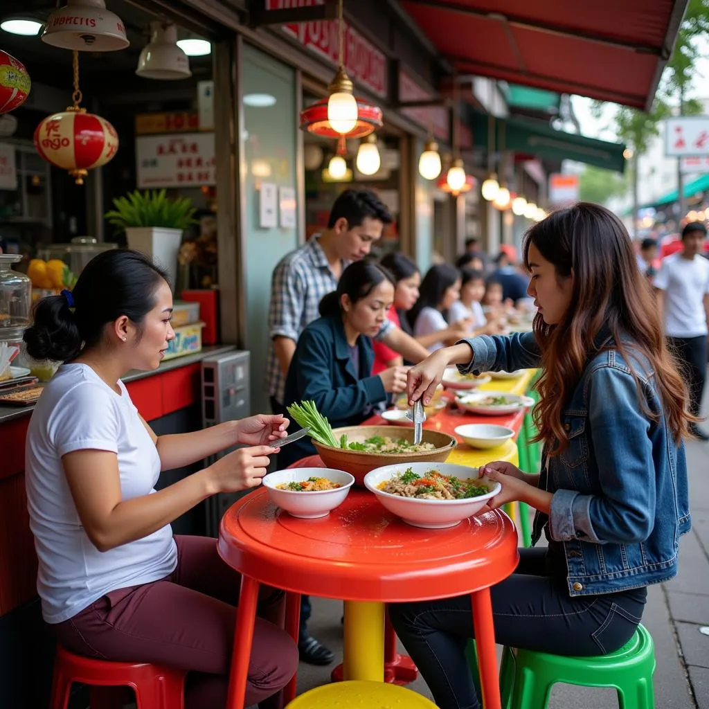 Banh Canh Cua served on a bustling Go Vap street