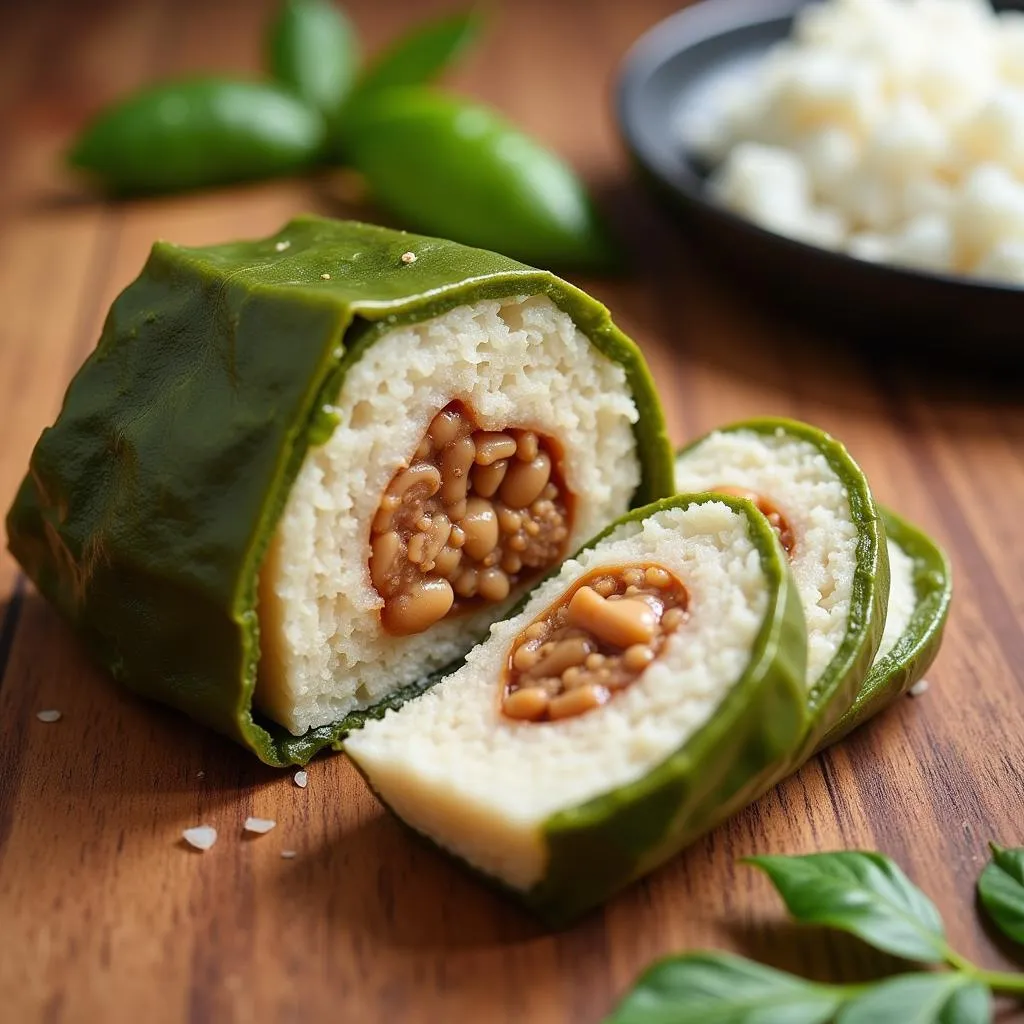 Vietnamese Banh Chung sticky rice cake