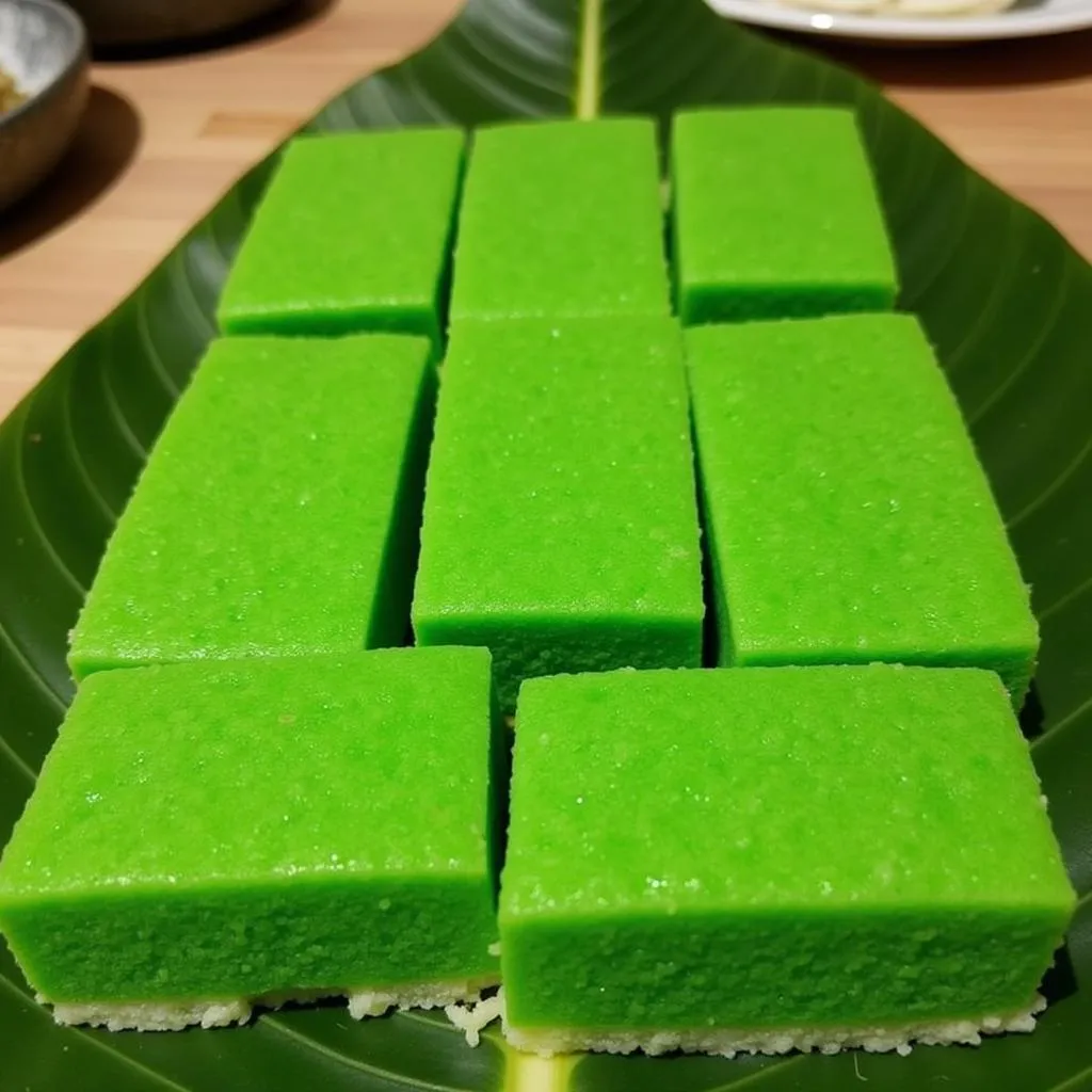 Vietnamese green rice cake banh com