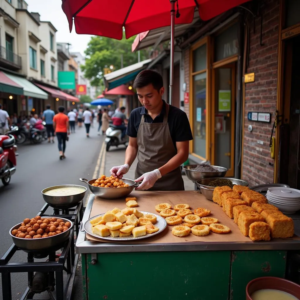 Banh Hoi Street Food Vendor