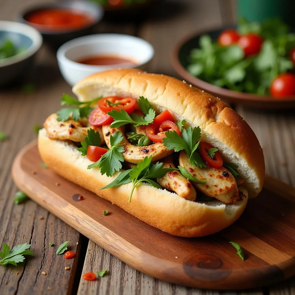 Vietnamese Banh Mi sandwich for breakfast