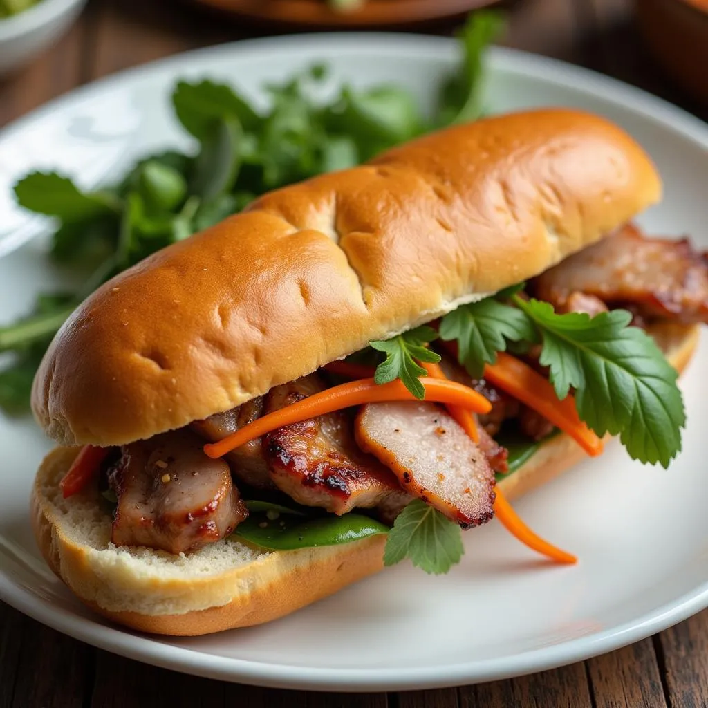 Banh Mi Sandwich on a Plate