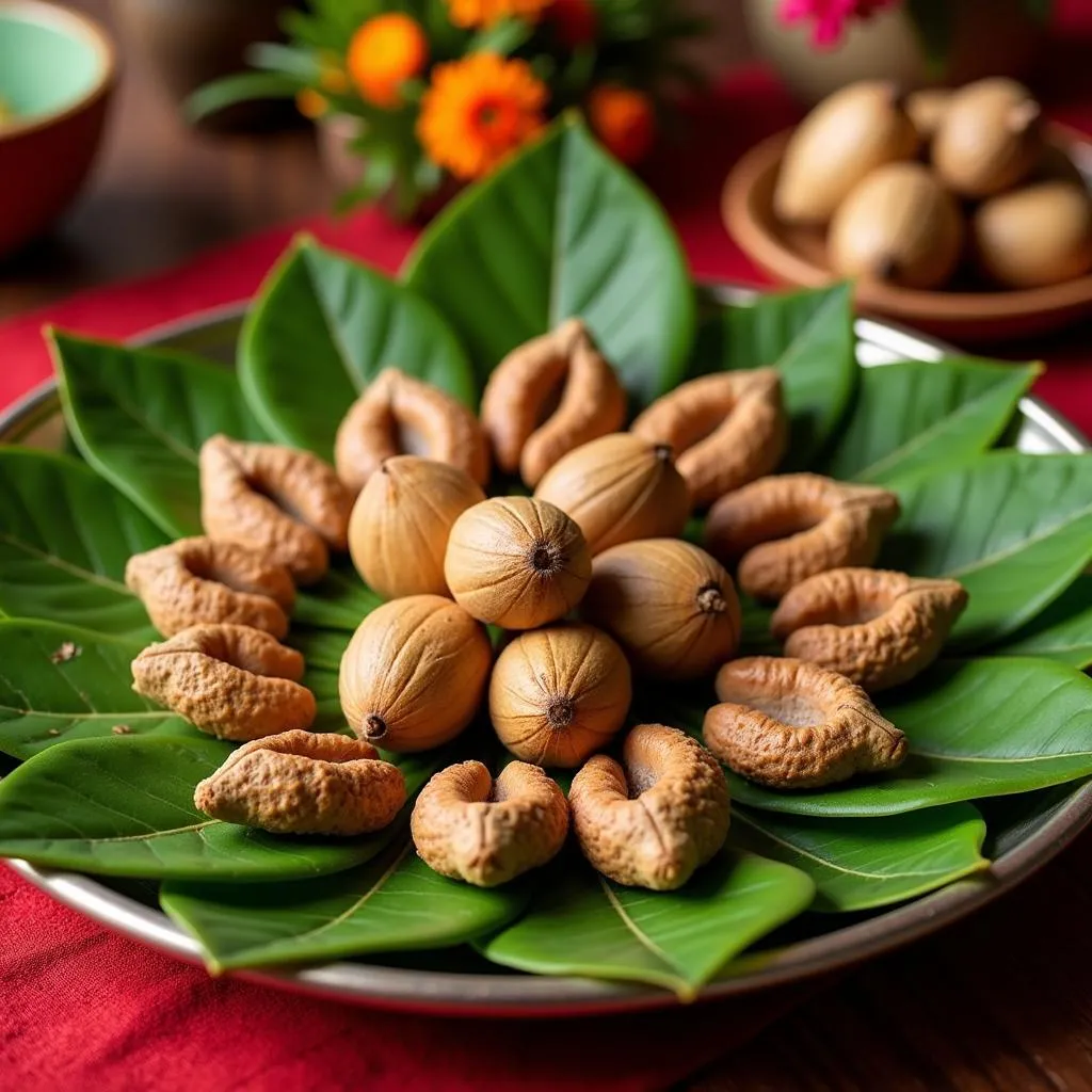 Traditional Vietnamese Offering with Betel Leaf and Areca Nut