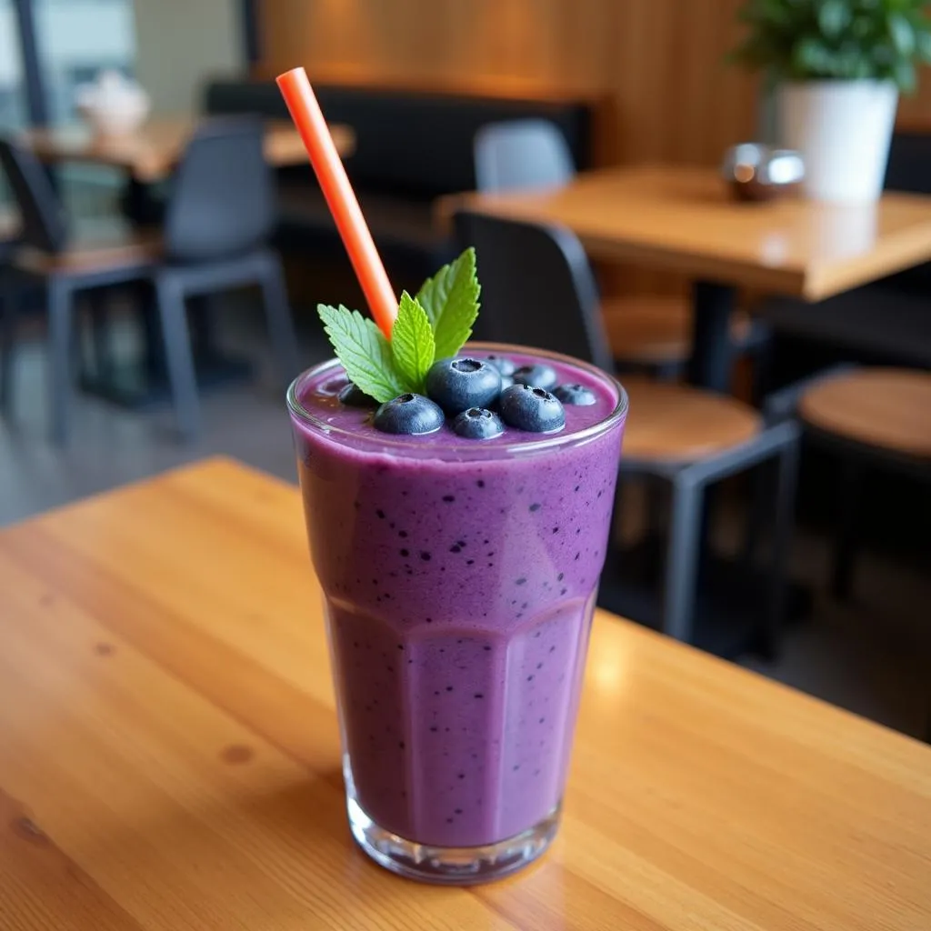 Blueberry Sinh To in Hanoi Cafe