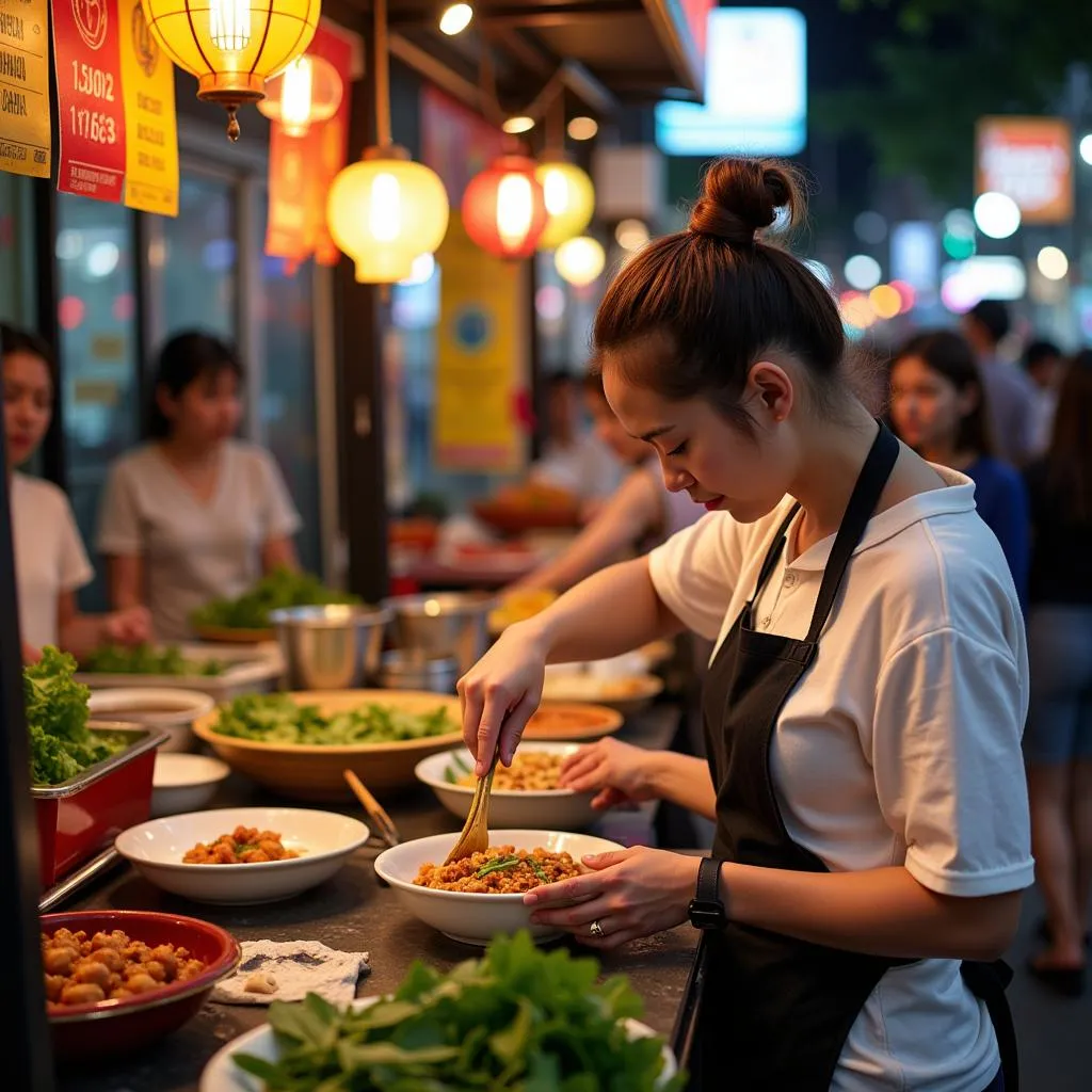 Bun Cha Ca at a Street Food Stall