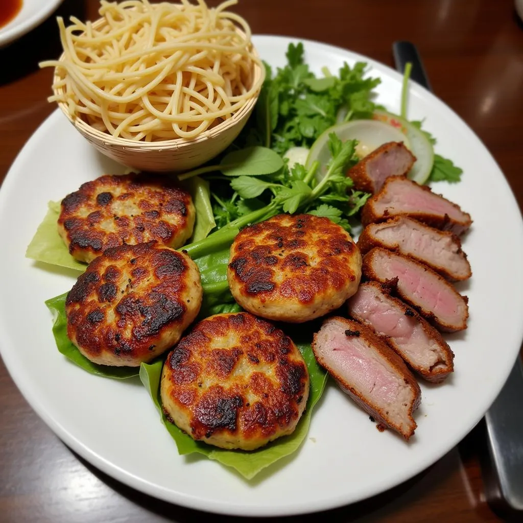 Bun Cha Hanoi with grilled pork and noodles