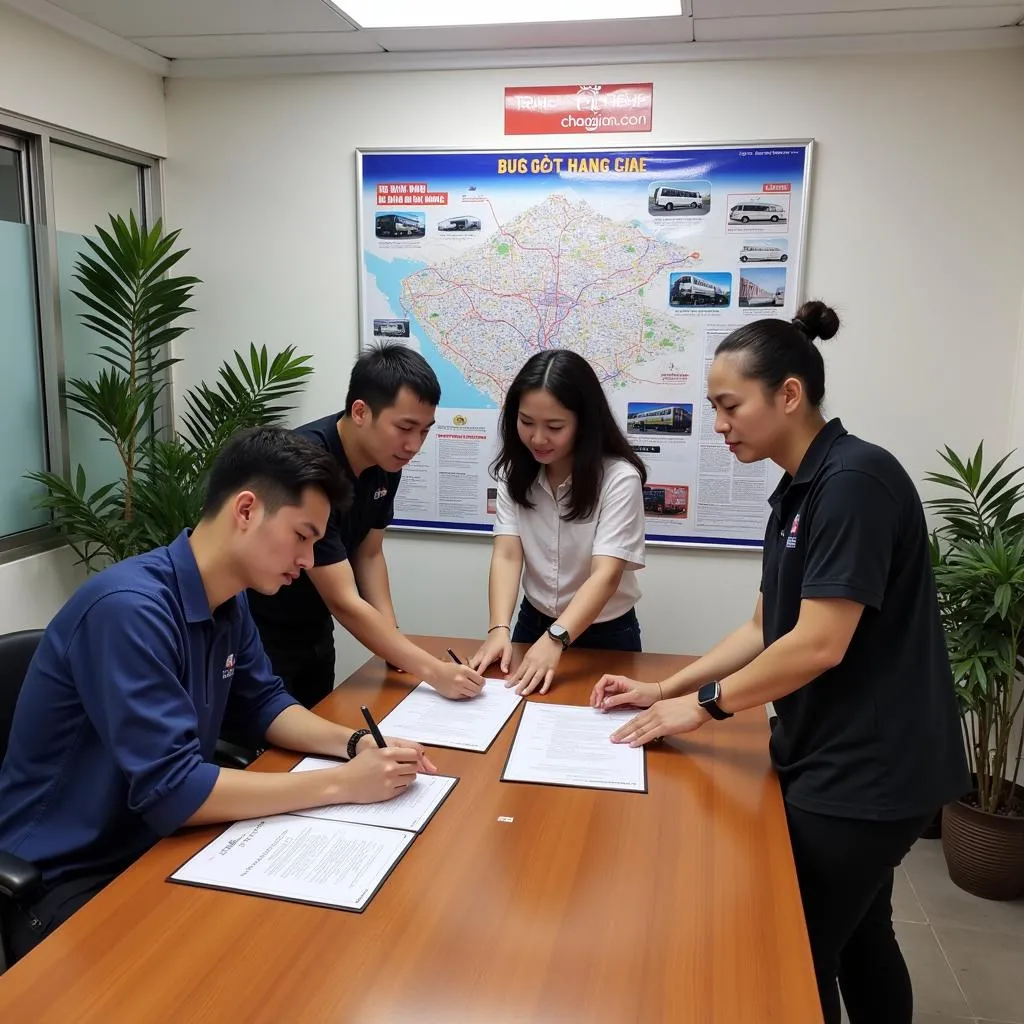 Hanoi bus rental contract signing